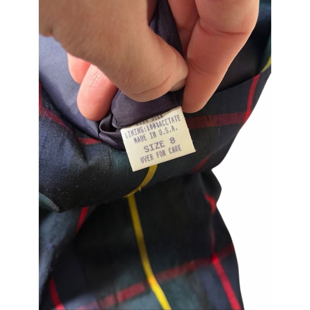 Brooks Brothers Dress Sheath Sleeveless Preppy Plaid Green Silk‎ 8 - Picture 7 of 8